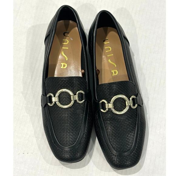 Unisa black womens textured flats loafers size 6M new without tags box - Picture 1 of 10